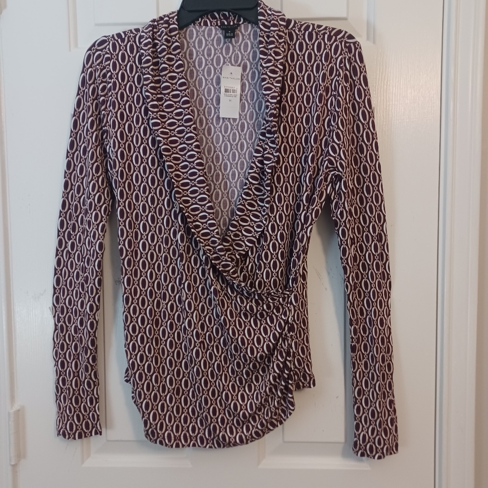 Ann Taylor Wrap Blouse Sz M